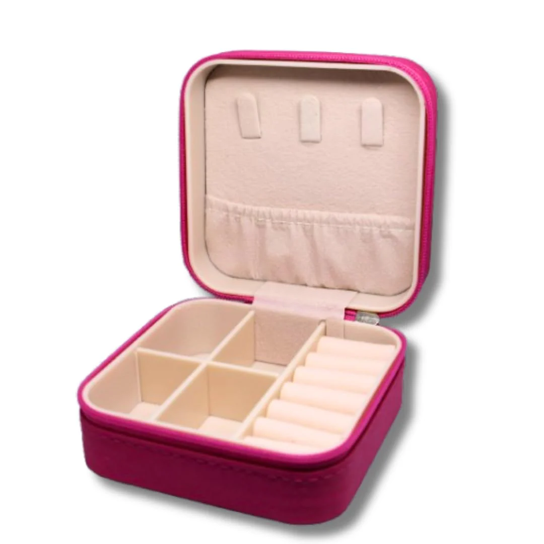 Mini Travel Jewelry Organizer Box – Portable Zip Case for Rings, Earrings & Necklaces