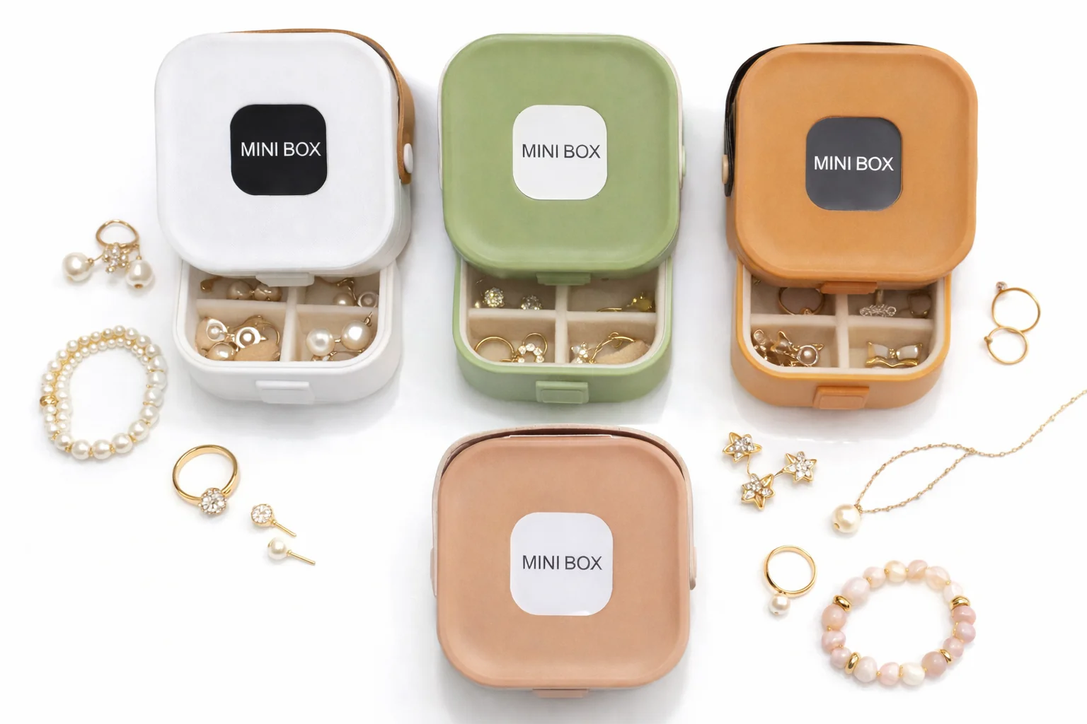Elegant Mini Jewelry Box with Mirror – Compact Travel Organize