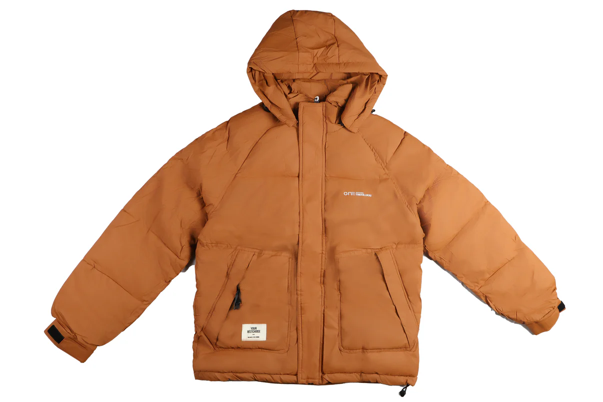 Men’s Rust Brown Puffer Jacket with Hood – Ultra Warm & Stylish Winter Coat