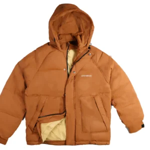 Men’s Rust Brown Puffer Jacket with Hood – Ultra Warm & Stylish Winter Coat