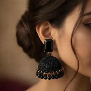 Jhumka Earrings with Ruby Stone | Traditional Party Wear Ethnic Jewelry for Women