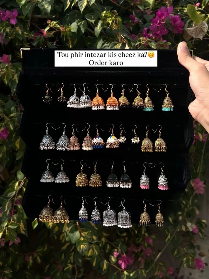 Luxury Velvet Box with 20 Premium Jhumka Earrings – Elegant Traditional Collection