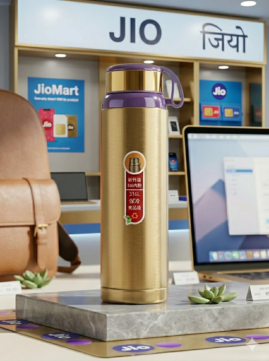 1 Liter Stainless Steel Water Bottle – 1000ml Vacuum Insulated Thermos Flask | Hot & Cold Leakproof Bottle