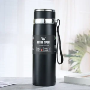 800ml Stainless Steel Water Bottle  Hot & Cool | TryHarCheez - Black