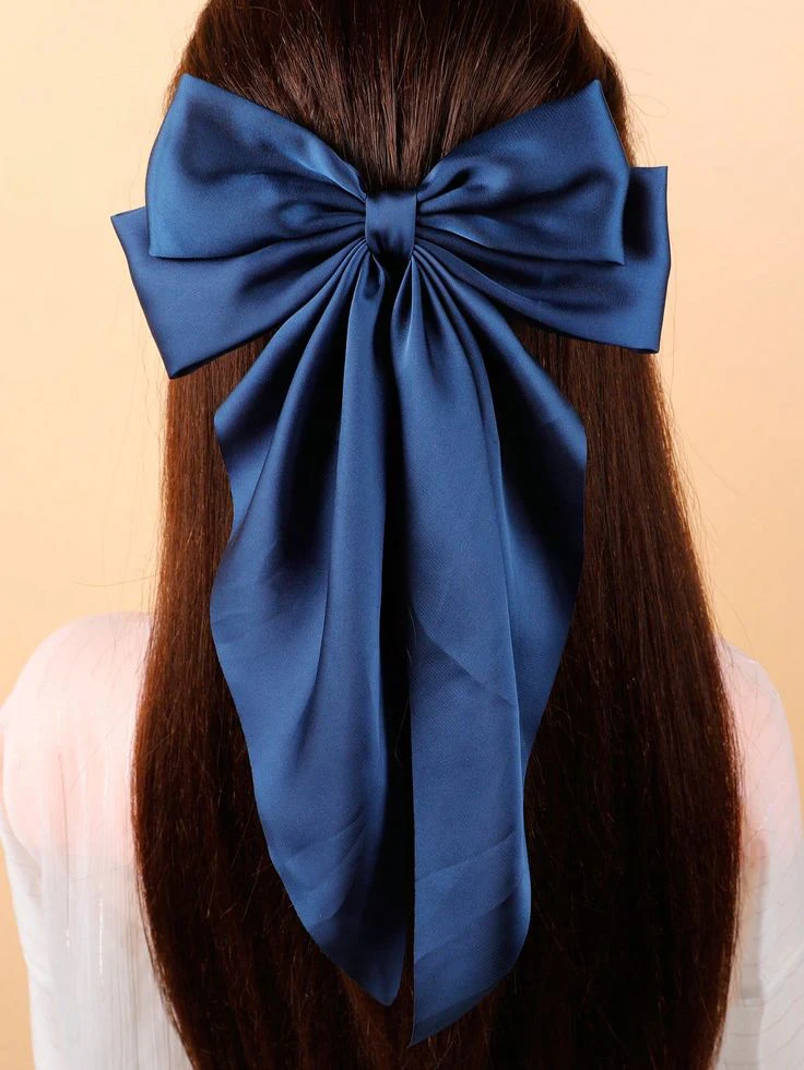 Large Satin Hair Bow for Girls | Long Ribbon Hair Clip | Elegant Hair Accessory Pakistan