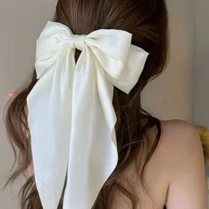Large Satin Hair Bow for Girls | Long Ribbon Hair Clip | Elegant Hair Accessory Pakistan