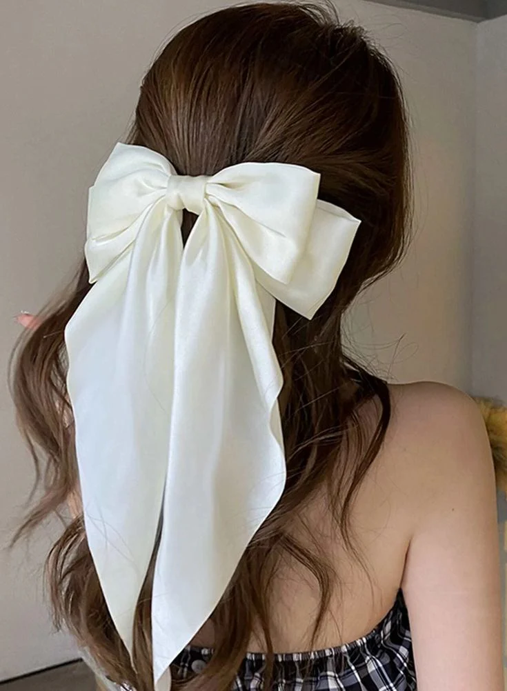 Large Satin Hair Bow for Girls | Long Ribbon Hair Clip | Elegant Hair Accessory Pakistan