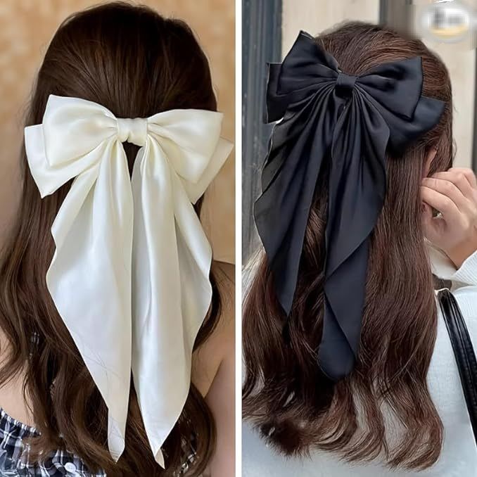 Large Satin Hair Bow for Girls | Long Ribbon Hair Clip | Elegant Hair Accessory Pakistan