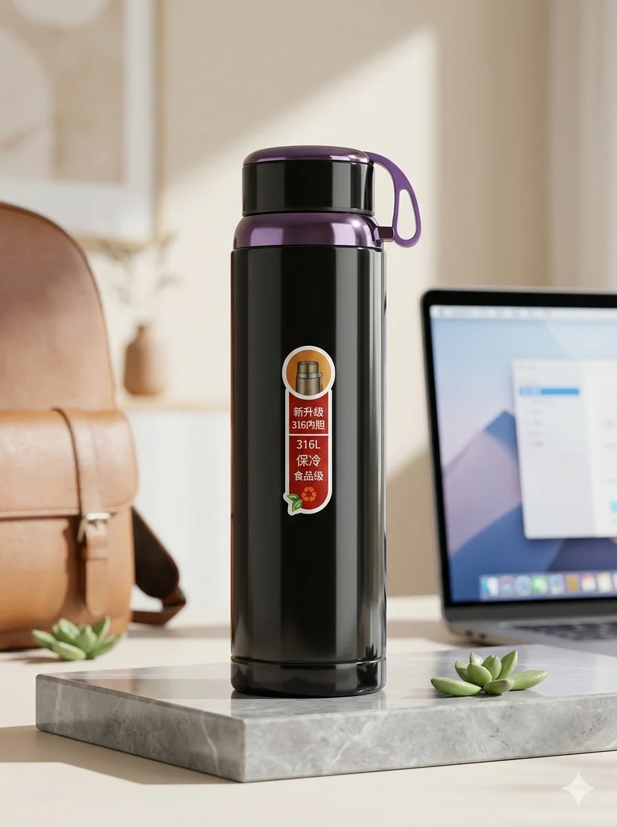 1 Liter Stainless Steel Water Bottle – 1000ml Vacuum Insulated Thermos Flask | Hot & Cold Leakproof Bottle