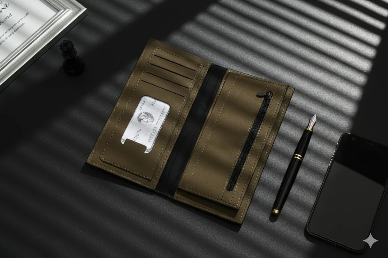 Long Wallet for Men – Premium Zipper Clutch Wallet with Card Holder & Cash Organizer