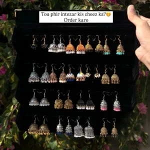 TryHarCheez  Luxury Velvet Box with 20 Premium Jhumka Earrings – Elegant Traditional Collection