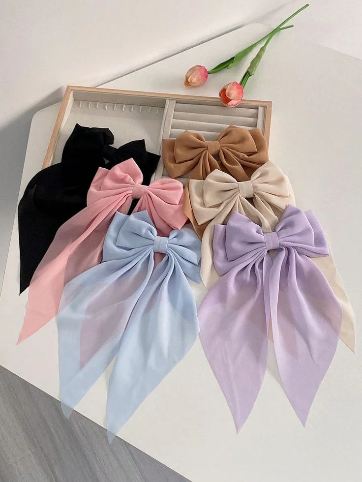 Large Satin Hair Bow for Girls | Long Ribbon Hair Clip | Elegant Hair Accessory Pakistan