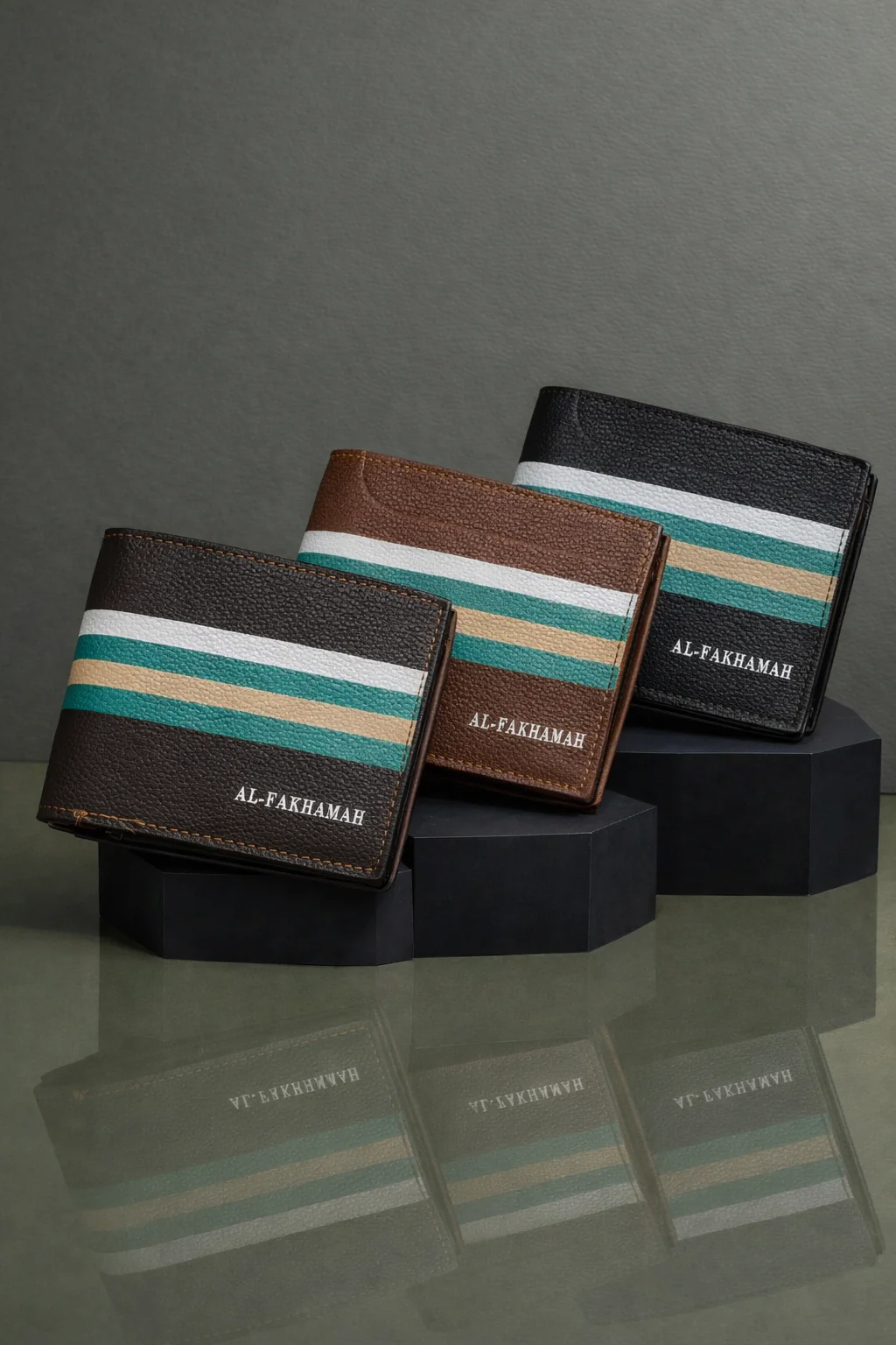 AL-FAKHAMAH Premium Men’s Wallet – Stylish Striped Design
